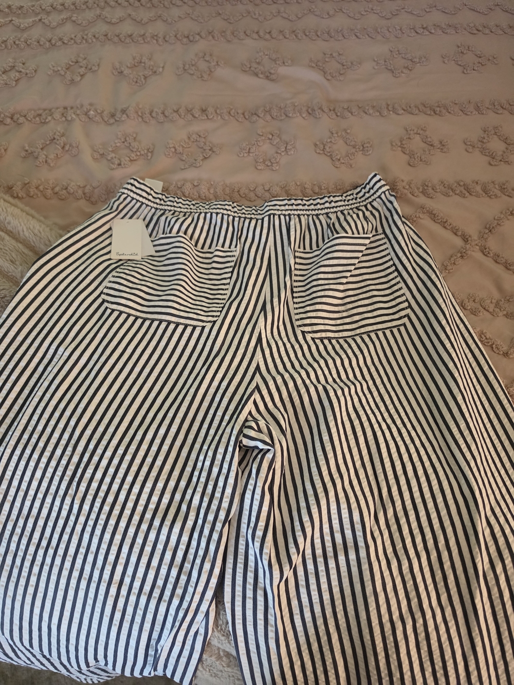 Splendid Black & White Wide-Leg Striped  Pants